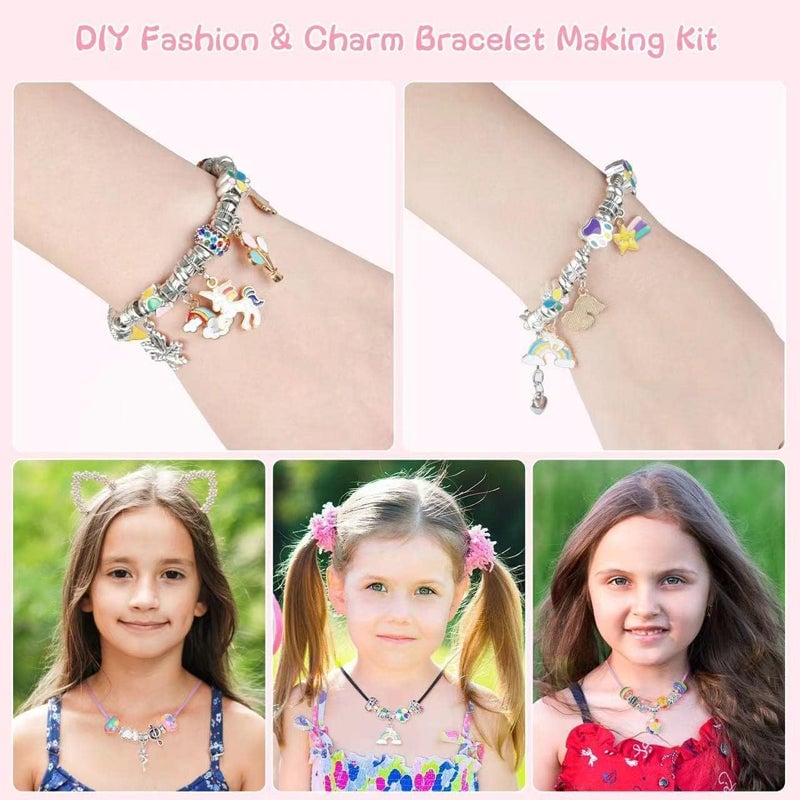 💫 60% OFF NOW! 🎁 Charm Bracelet Making Kit - Includes Beads & Tools, Creative Fun for Kids/Adults, Perfect Gift Idea 👧📦