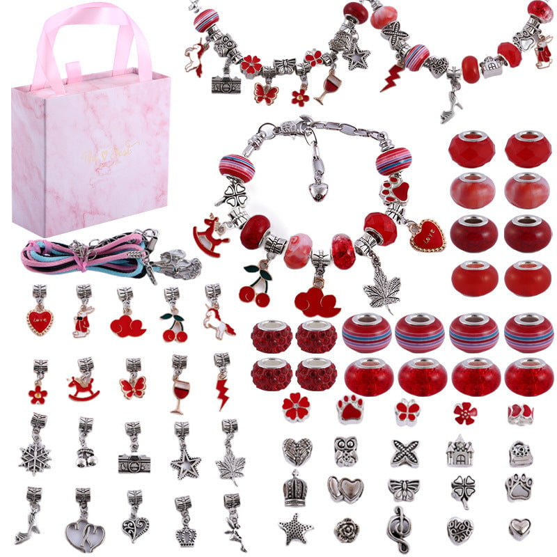 💫 60% OFF NOW! 🎁 Charm Bracelet Making Kit - Includes Beads & Tools, Creative Fun for Kids/Adults, Perfect Gift Idea 👧📦