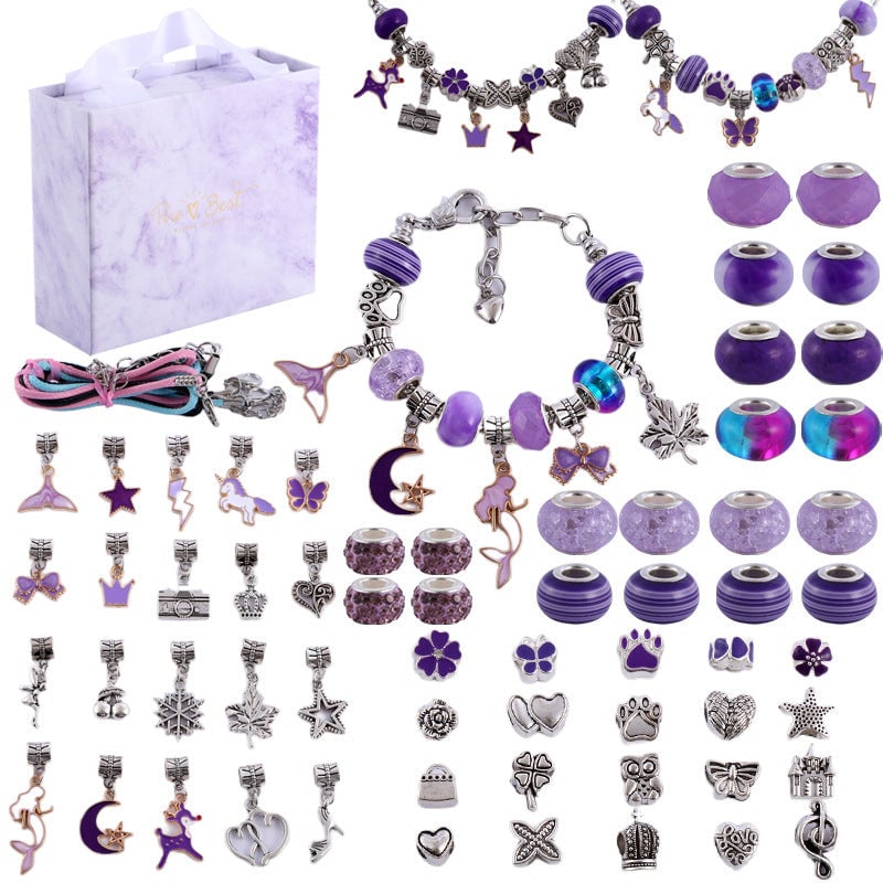 💫 60% OFF NOW! 🎁 Charm Bracelet Making Kit - Includes Beads & Tools, Creative Fun for Kids/Adults, Perfect Gift Idea 👧📦