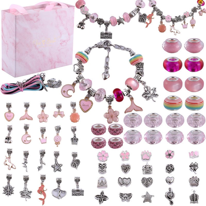 💫 60% OFF NOW! 🎁 Charm Bracelet Making Kit - Includes Beads & Tools, Creative Fun for Kids/Adults, Perfect Gift Idea 👧📦