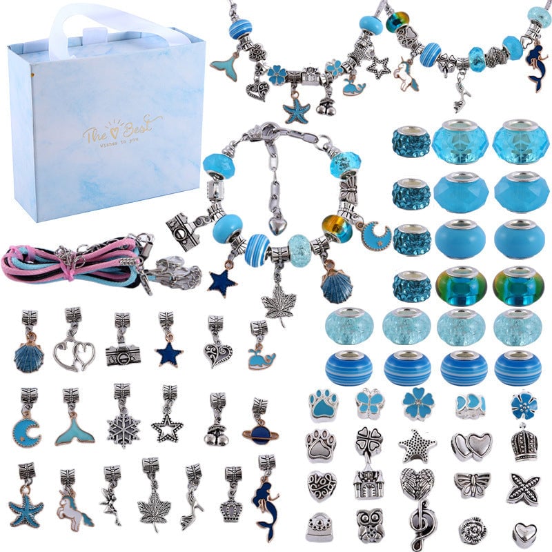 💫 60% OFF NOW! 🎁 Charm Bracelet Making Kit - Includes Beads & Tools, Creative Fun for Kids/Adults, Perfect Gift Idea 👧📦
