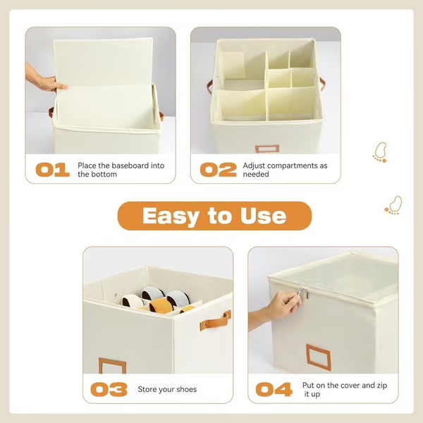 👟 Fabric Shoe Organizer Storage Box – Foldable, Large Capacity, Dustproof & Breathable for Closet & Bedroom