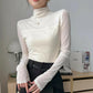 💃Last Day Sales -50% OFF🎉Women's Sparkle Mesh Sheer Long Sleeve Ruched Top