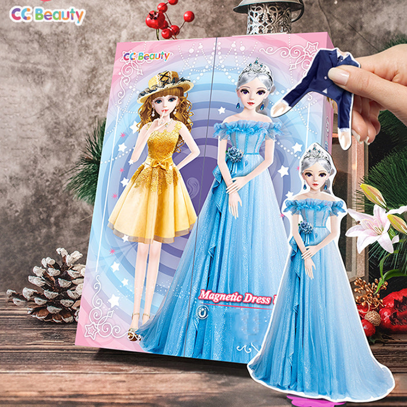 Dress Up Instantly! No-Screen Magnetic Princess Doll Set