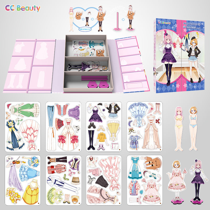 Dress Up Instantly! No-Screen Magnetic Princess Doll Set