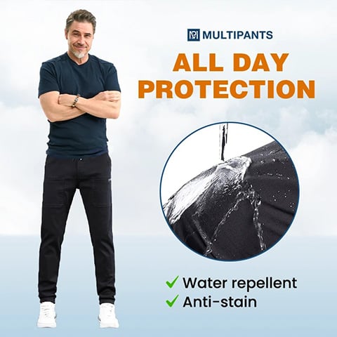 Stretch Fabric, Multi-Pocket & Water-Repellent & Breathable