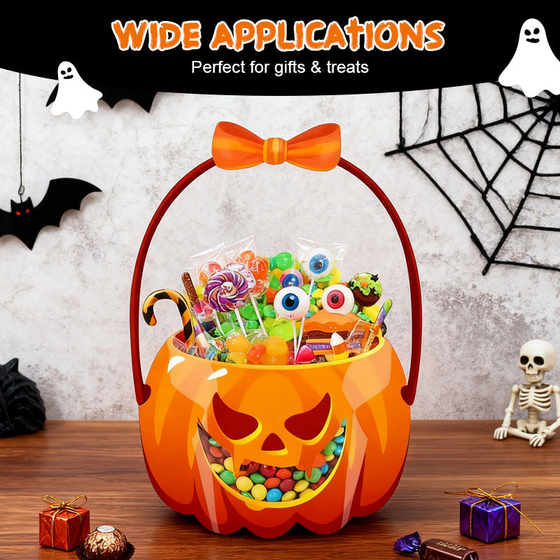 20-Pack Pumpkin Halloween Treat Bags – Resealable Clear Party Favour Bags with Handles