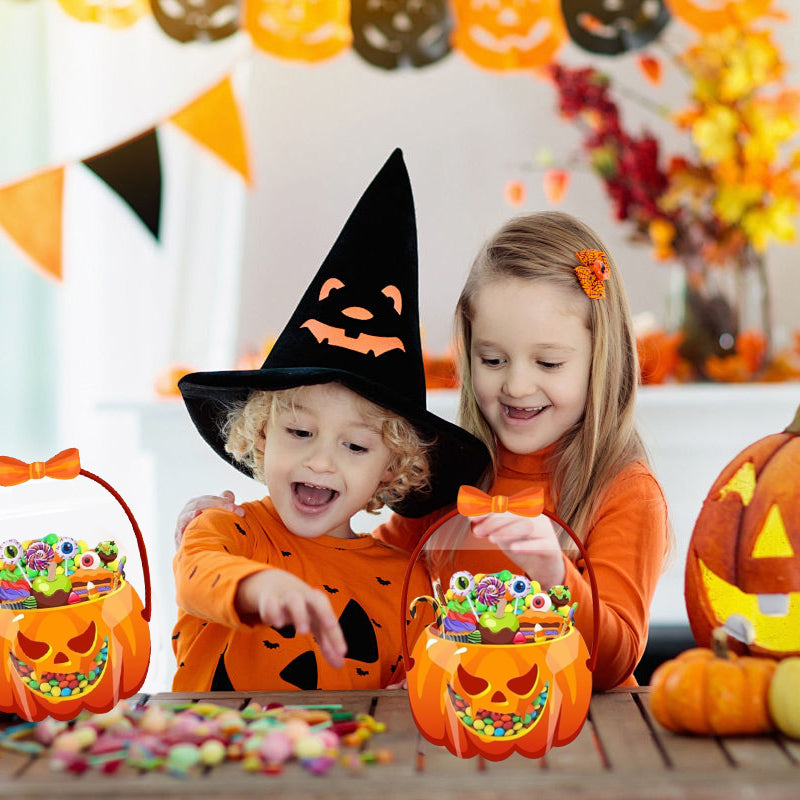 20-Pack Pumpkin Halloween Treat Bags – Resealable Clear Party Favour Bags with Handles
