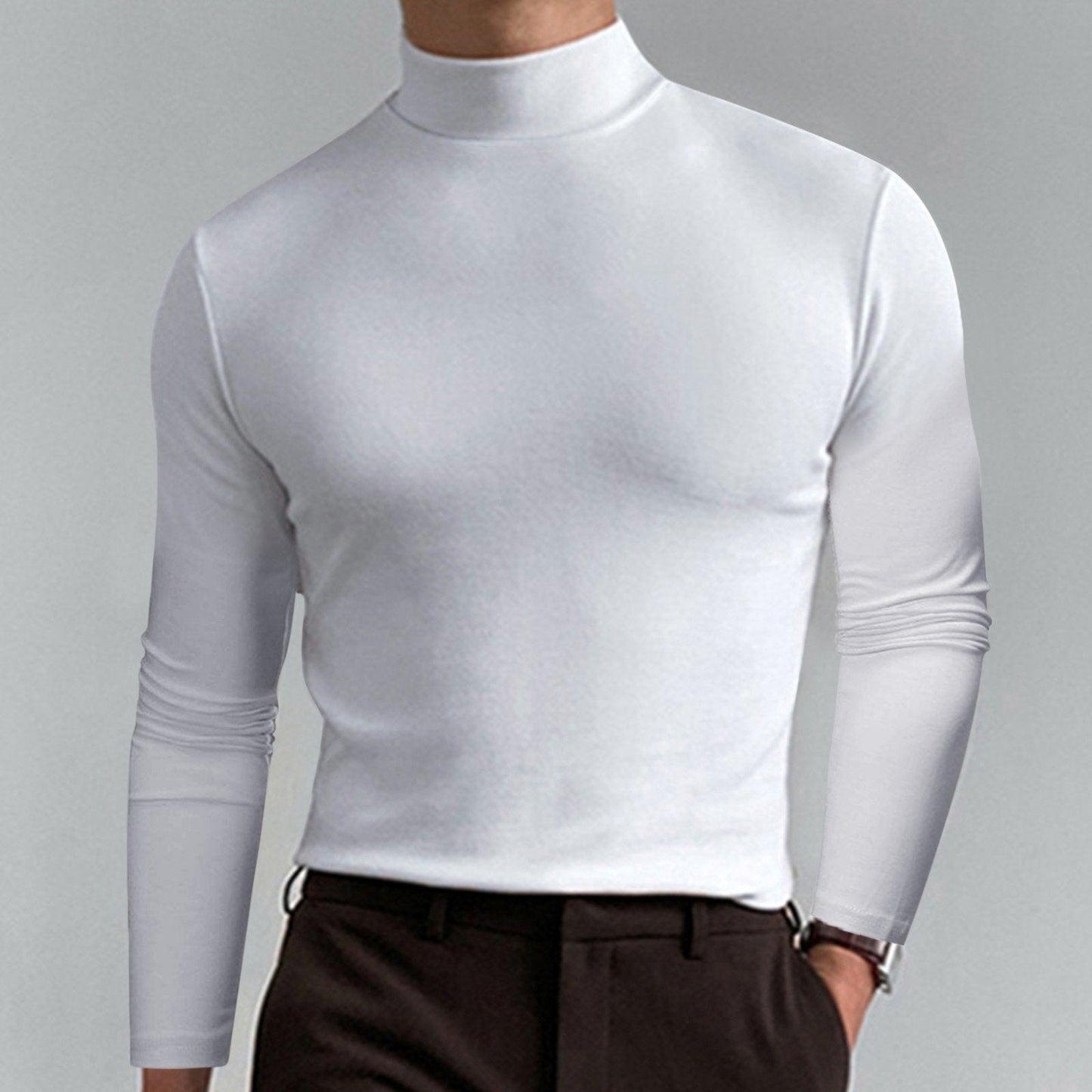 ✨🔥Limited-time 40% off✨🔥|Ultimate Comfort Men's High Neck T-Shirt – Stretch, Breathable, Slim Fit for Gym & Everyday Wear!