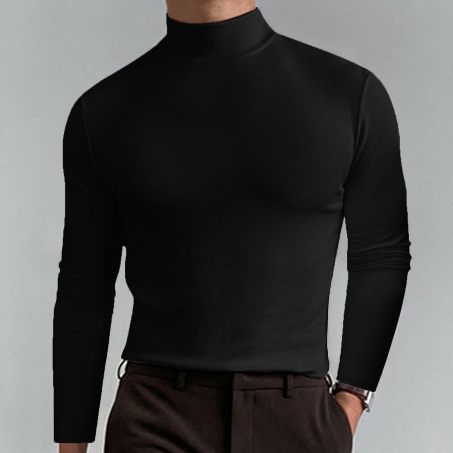 ✨🔥Limited-time 40% off✨🔥|Ultimate Comfort Men's High Neck T-Shirt – Stretch, Breathable, Slim Fit for Gym & Everyday Wear!