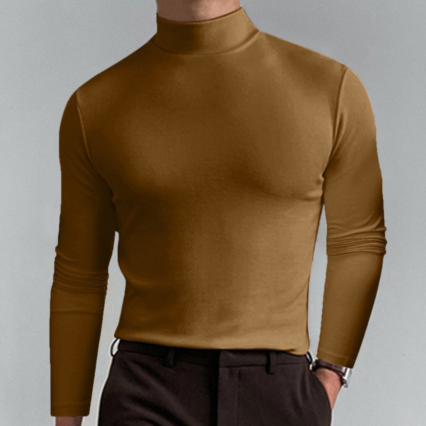 ✨🔥Limited-time 40% off✨🔥|Ultimate Comfort Men's High Neck T-Shirt – Stretch, Breathable, Slim Fit for Gym & Everyday Wear!