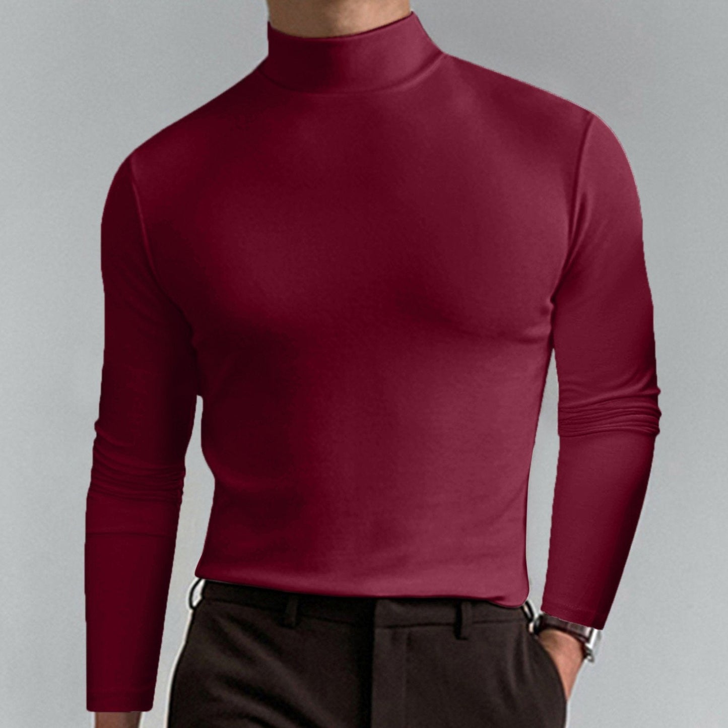 ✨🔥Limited-time 40% off✨🔥|Ultimate Comfort Men's High Neck T-Shirt – Stretch, Breathable, Slim Fit for Gym & Everyday Wear!