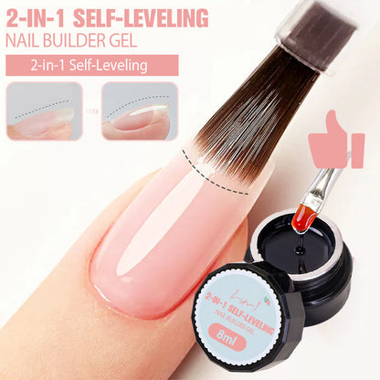 💅 BUY MORE GET MORE FREE! ✨ 2-in-1 Self-Leveling Nail Builder Gel - Base & Top Coat with 15s Quick Cure for Salon-Quality Manicure at Home 🌟🌀