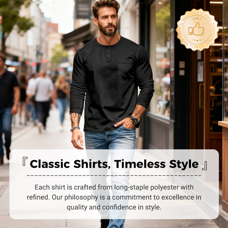😎New Arrival🔥Men’s Slim Fit Henley Long Sleeve T-Shirt