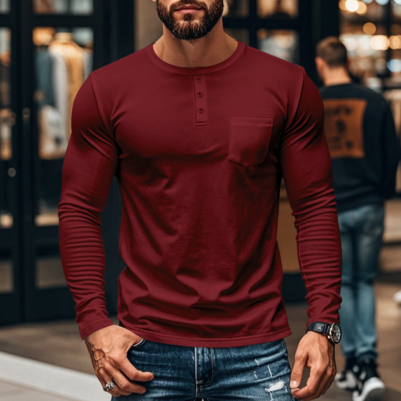 😎New Arrival🔥Men’s Slim Fit Henley Long Sleeve T-Shirt