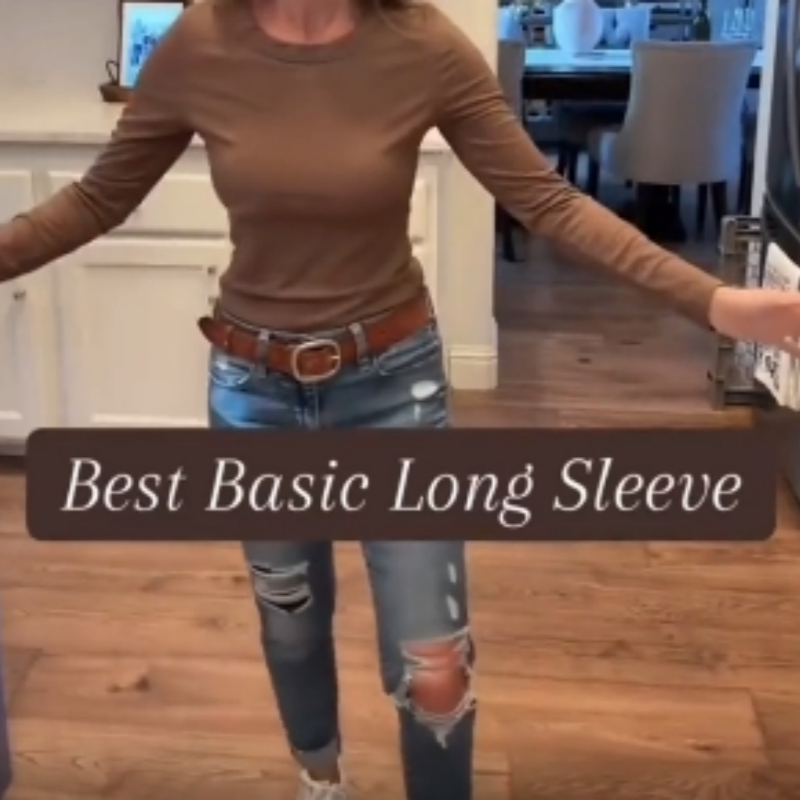 🔥Women's Solid Color Long Sleeve Round Neck Slim Top