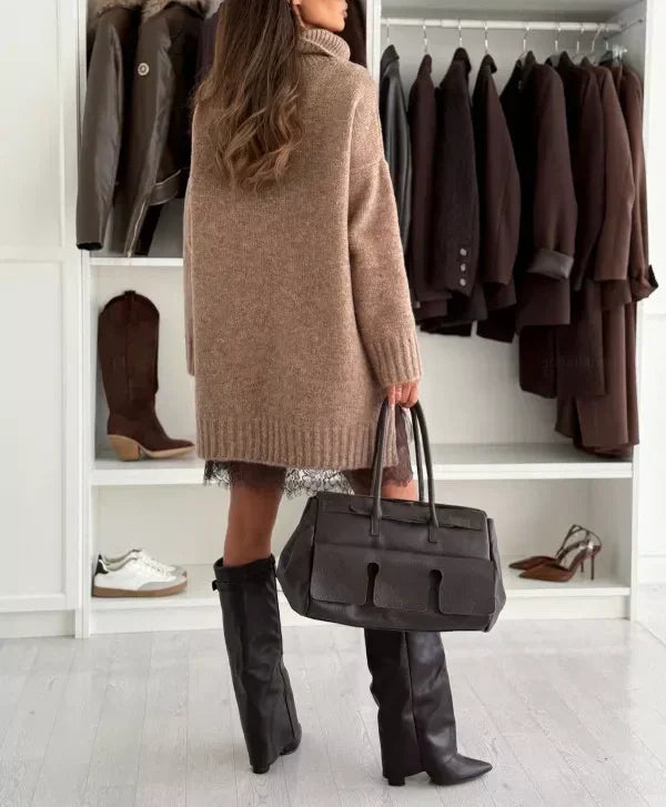 🔥40% OFF🔥Turtleneck Sweater Mini Dress Set