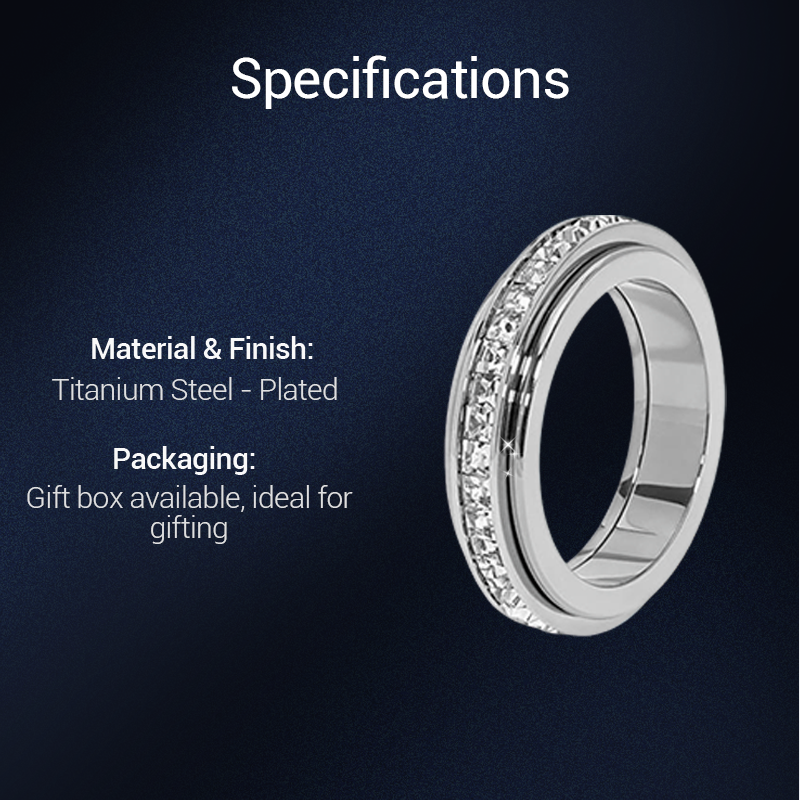 💖Titanium steel rotating spinner ring with cubic zirconia💖