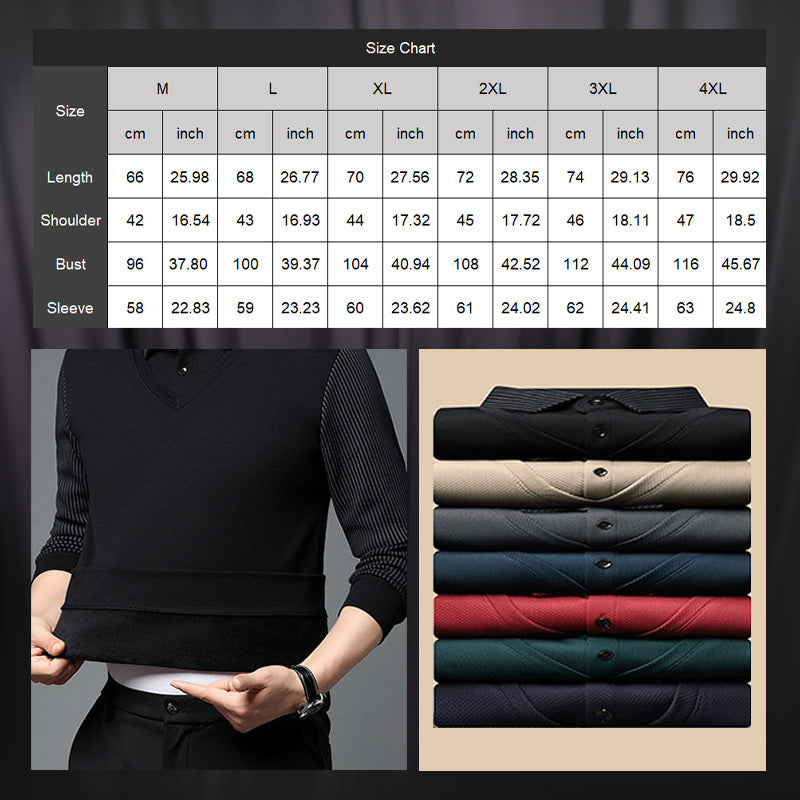 ❄️Comfort & Confidence |Men's Lapel Faux Two-Piece Knitted Shirt