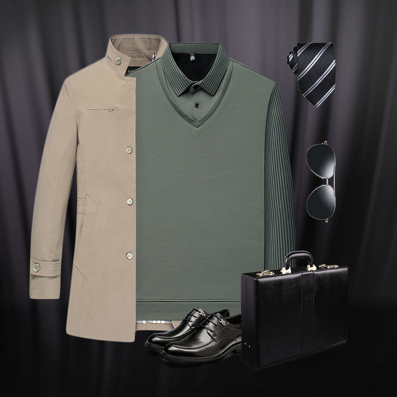 ❄️Comfort & Confidence |Men's Lapel Faux Two-Piece Knitted Shirt