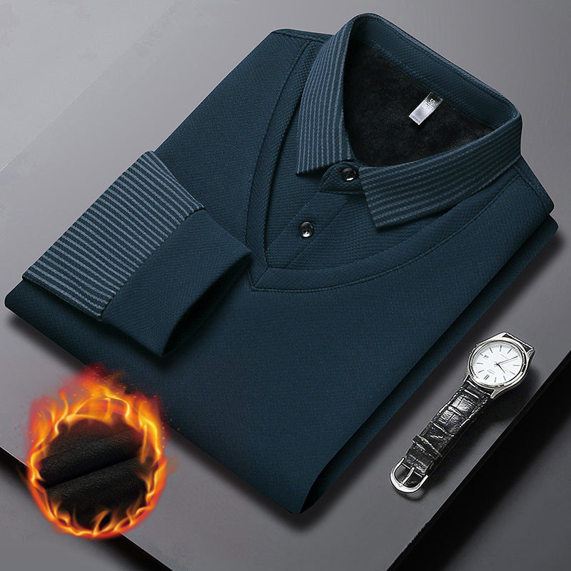 ❄️Comfort & Confidence |Men's Lapel Faux Two-Piece Knitted Shirt