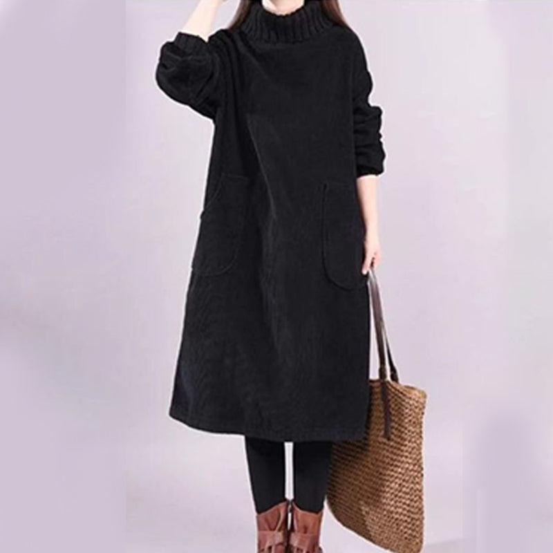 📢📢49% OFF!!✨Women’s High Neck Loose Corduroy Maxi Dress