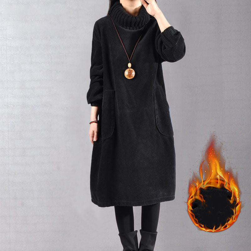 📢📢49% OFF!!✨Women’s High Neck Loose Corduroy Maxi Dress