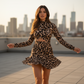 🔥Flash Sale💖Women's Leopard Print Ruched Mini Dress🐆