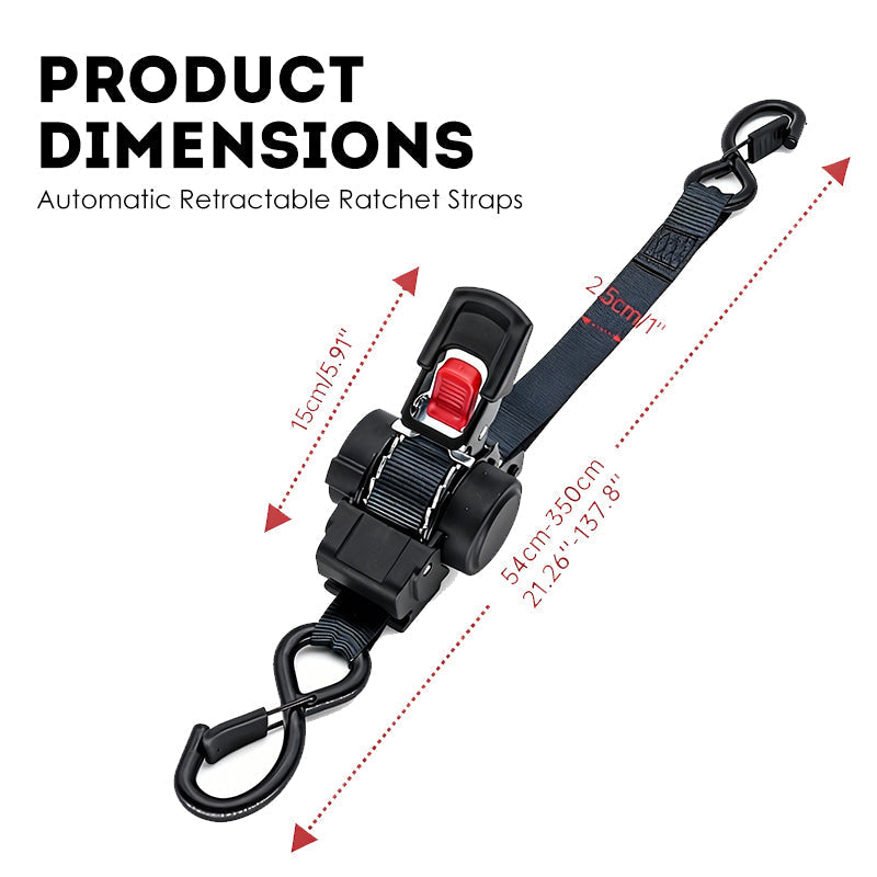 Tie Down Any Cargo Instantly! No-Tangle Auto-Retract Ratchet Strap
