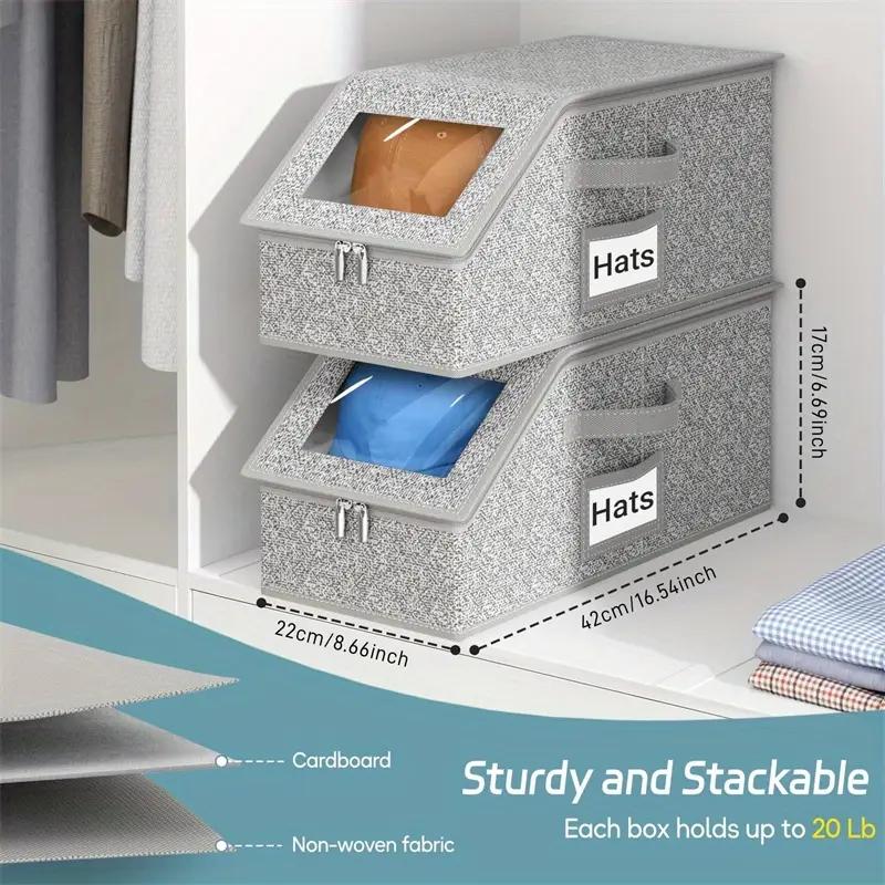Stack Caps Neatly Instantly! Stackable Baseball Hat Storage Boxes