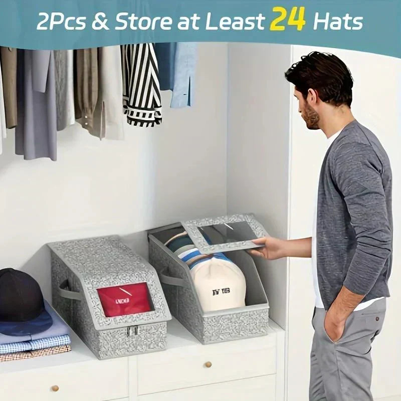 Stack Caps Neatly Instantly! Stackable Baseball Hat Storage Boxes