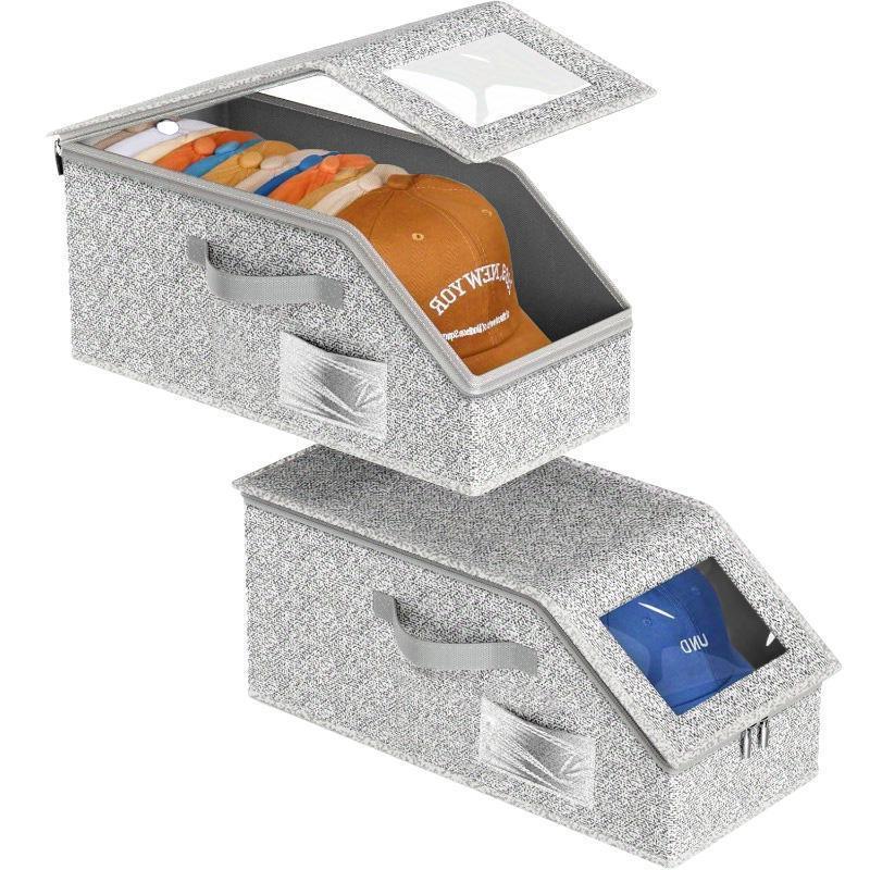 Stack Caps Neatly Instantly! Stackable Baseball Hat Storage Boxes