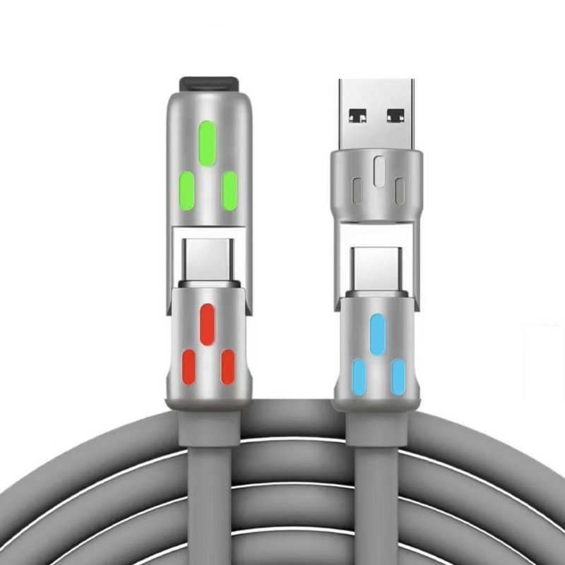 Charge Multiple Devices Instantly! RGB 240W 4-in-1 Braided Cable