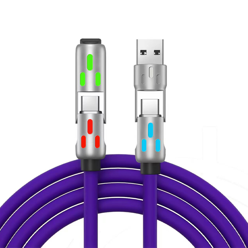 Charge Multiple Devices Instantly! RGB 240W 4-in-1 Braided Cable