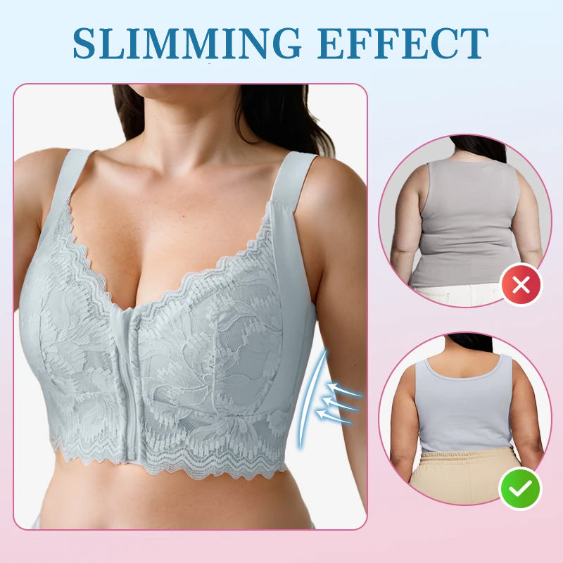 👙 60% OFF NOW! 🎉 Front Closure Posture Support Bra – Comfortable, Lace Design & Back Relief ⛑️📦