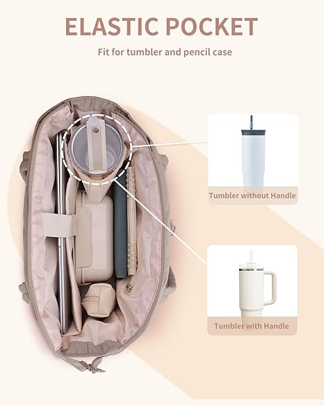 💕🎁Wandering Nature Puffer Tote Bag with Cup Holder & Laptop Compartment & Trolley Sleeve for Travel, Work, Nurse, Women