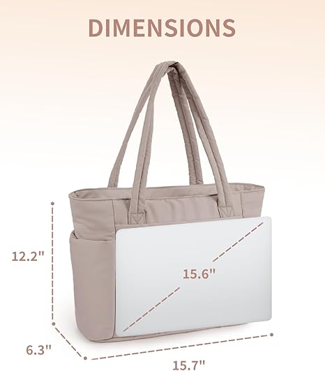 💕🎁Wandering Nature Puffer Tote Bag with Cup Holder & Laptop Compartment & Trolley Sleeve for Travel, Work, Nurse, Women
