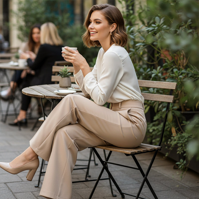 🔥New Arrivals🔥Women's High-Waist Wide-Leg Solid Color Trousers