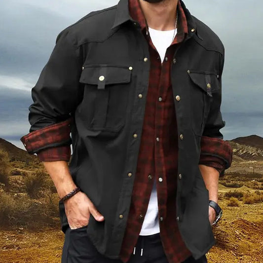 🔥Men’s Flannel-Lined Western Snap Jacket