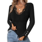 💕✨Women's Lace V-Neck Ribbed Knit Tops👕