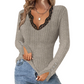 💕✨Women's Lace V-Neck Ribbed Knit Tops👕