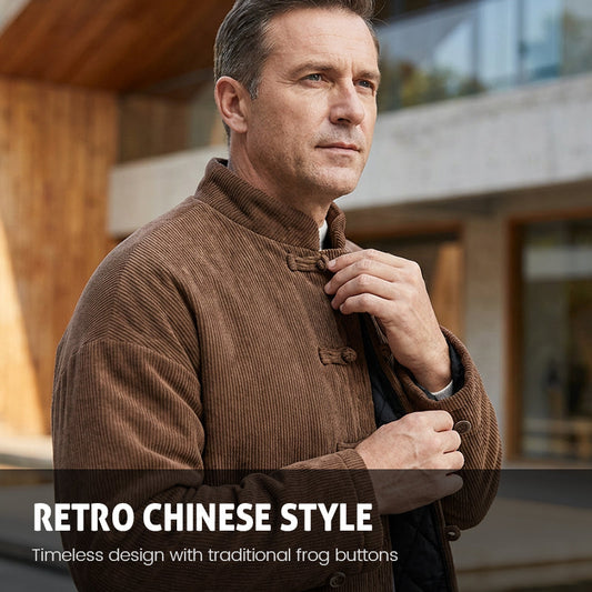 Men's Retro Tang Suit Winter Thickened Jacket and Pants Set