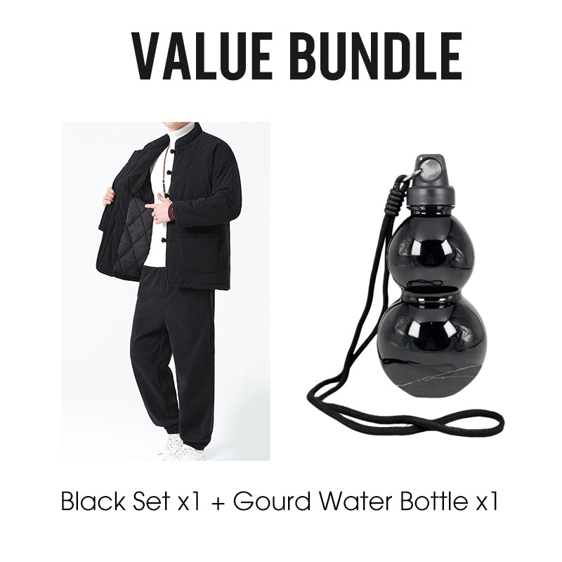 Men's Retro Tang Suit Winter Thickened Jacket and Pants Set