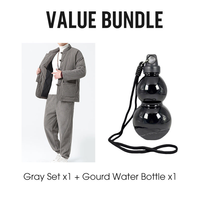 Men's Retro Tang Suit Winter Thickened Jacket and Pants Set