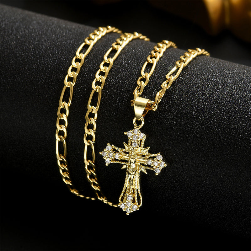 ⏰LAST DAY ✝️Gold-Tone Crucifix Pendant Necklace