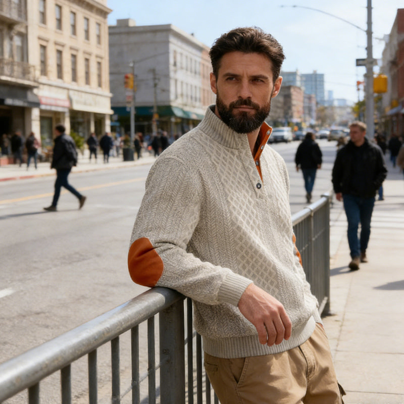 🔥Men's Textured Jacquard Collared Sweatshirt - BUY 2 FREE SHIPPING