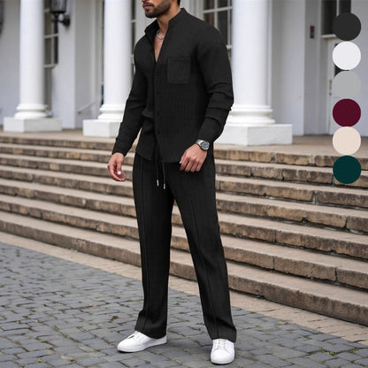 🔥Men’s Casual Waffle Shirt Pants 2-Piece Set
