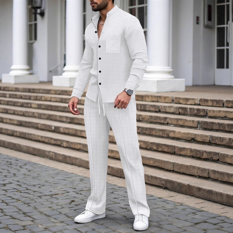 🔥Men’s Casual Waffle Shirt Pants 2-Piece Set