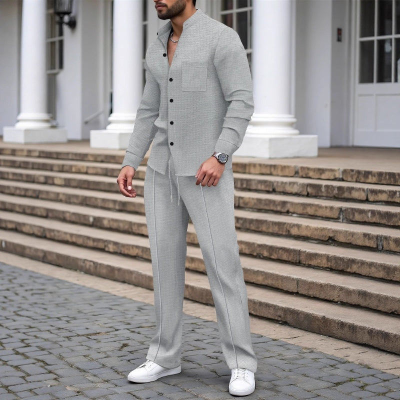 🔥Men’s Casual Waffle Shirt Pants 2-Piece Set