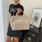 🔥Women's Fashion Striped Canvas Tote Bag